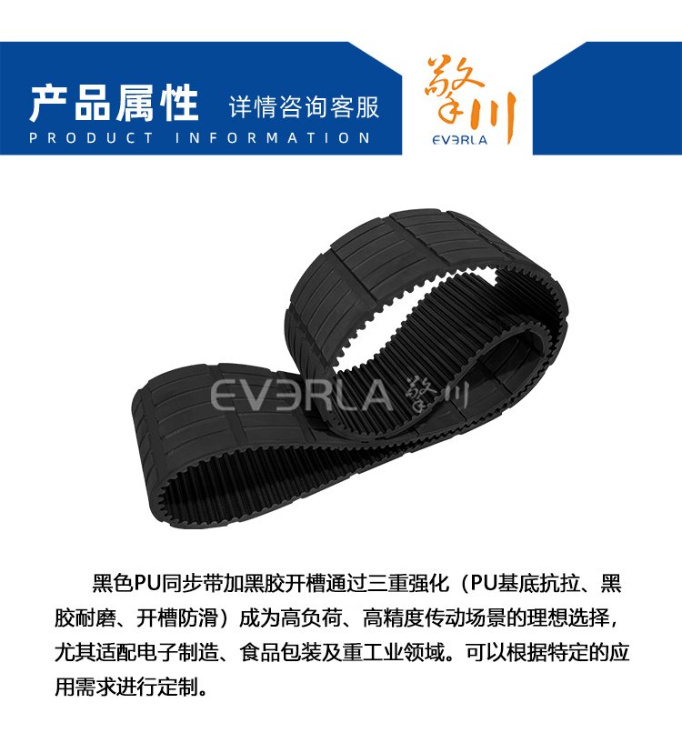 黑色PU<a href='http://m.simpossible.net/' target='_blank'><u>同步帶</u></a>加黑膠開槽